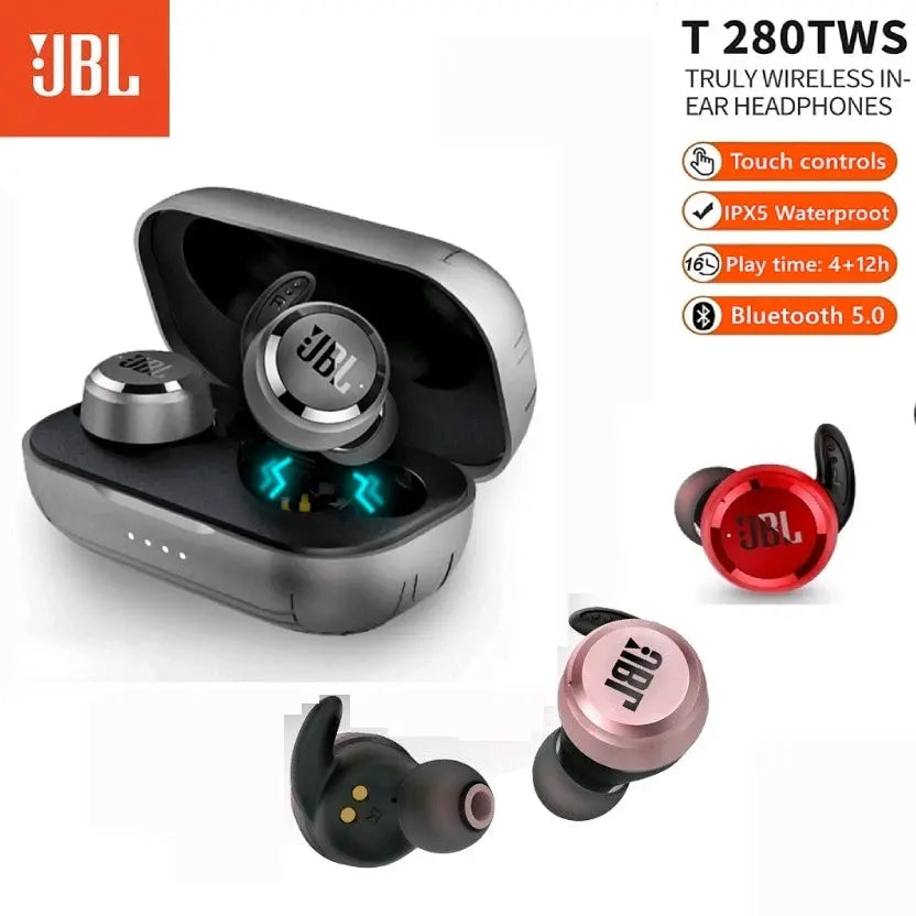 Auriculares Jbl t280 tws Inalámbrico bluetooth bass Impermeable Estuche De Carga Original G'S Electronic Store