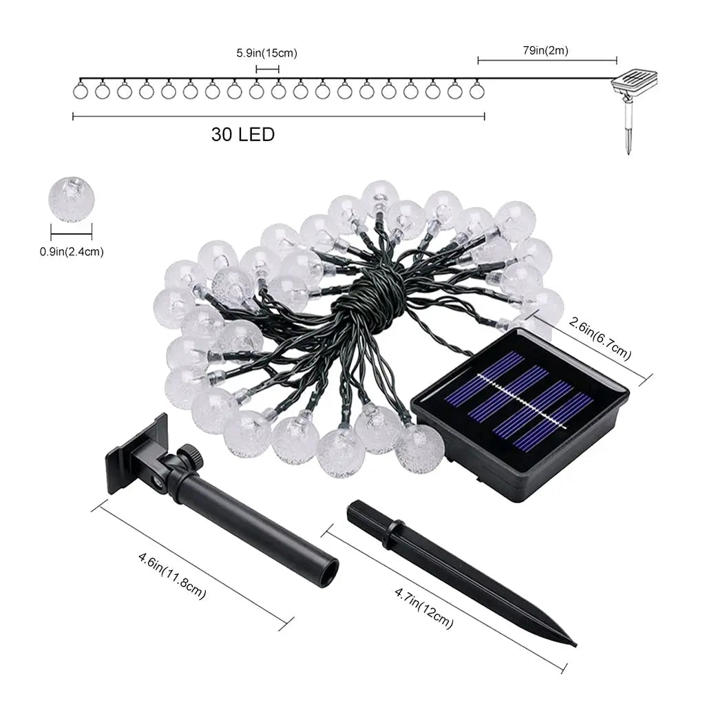 Cadena de bombillos led's con 30 focos para exteriores de energía solar G'S Electronic Store