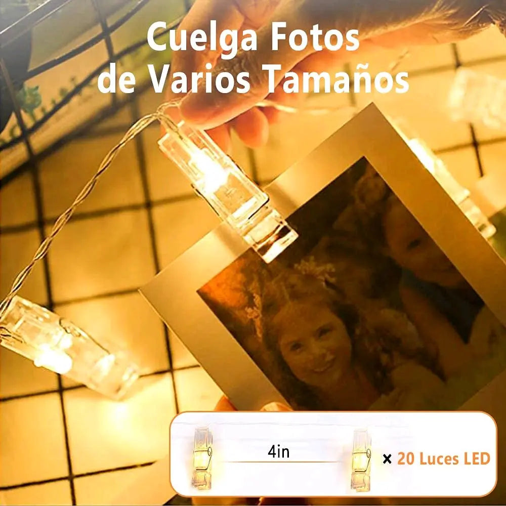 Cadena de ganchillos de 2 M y 20 LEDs. Para interiores. G'S Electronic Store