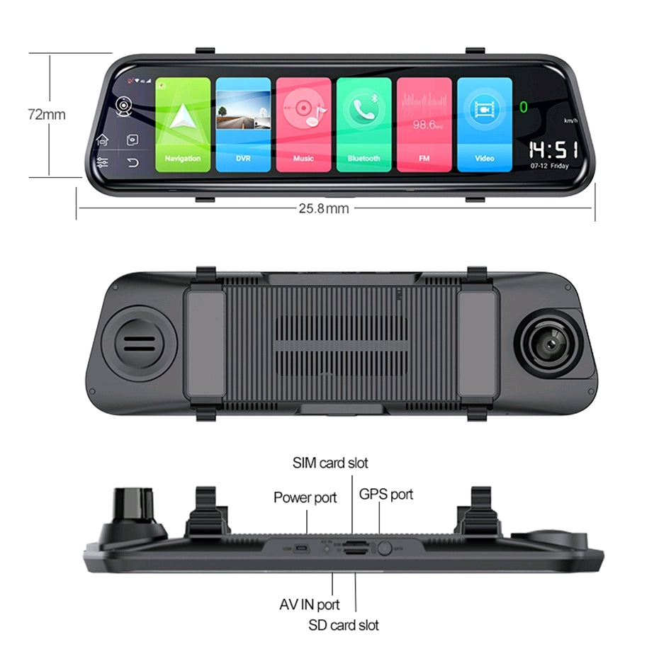 Dash Cam cámara de coche 4G con interfaz Android, 2 GB de ROM 16 GB de RAM, maps y GPS G'S Electronic Store