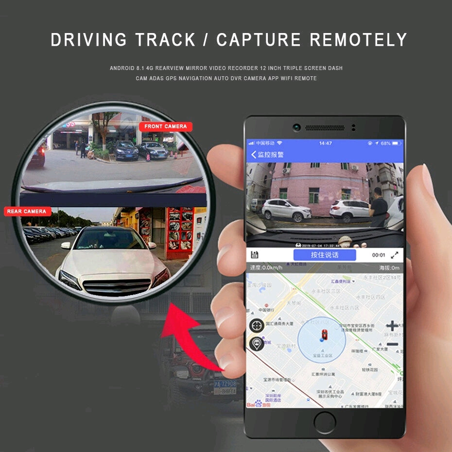 Dash Cam cámara de coche Android con GPS, maps, WiFi touch de 12" G'S Electronic Store