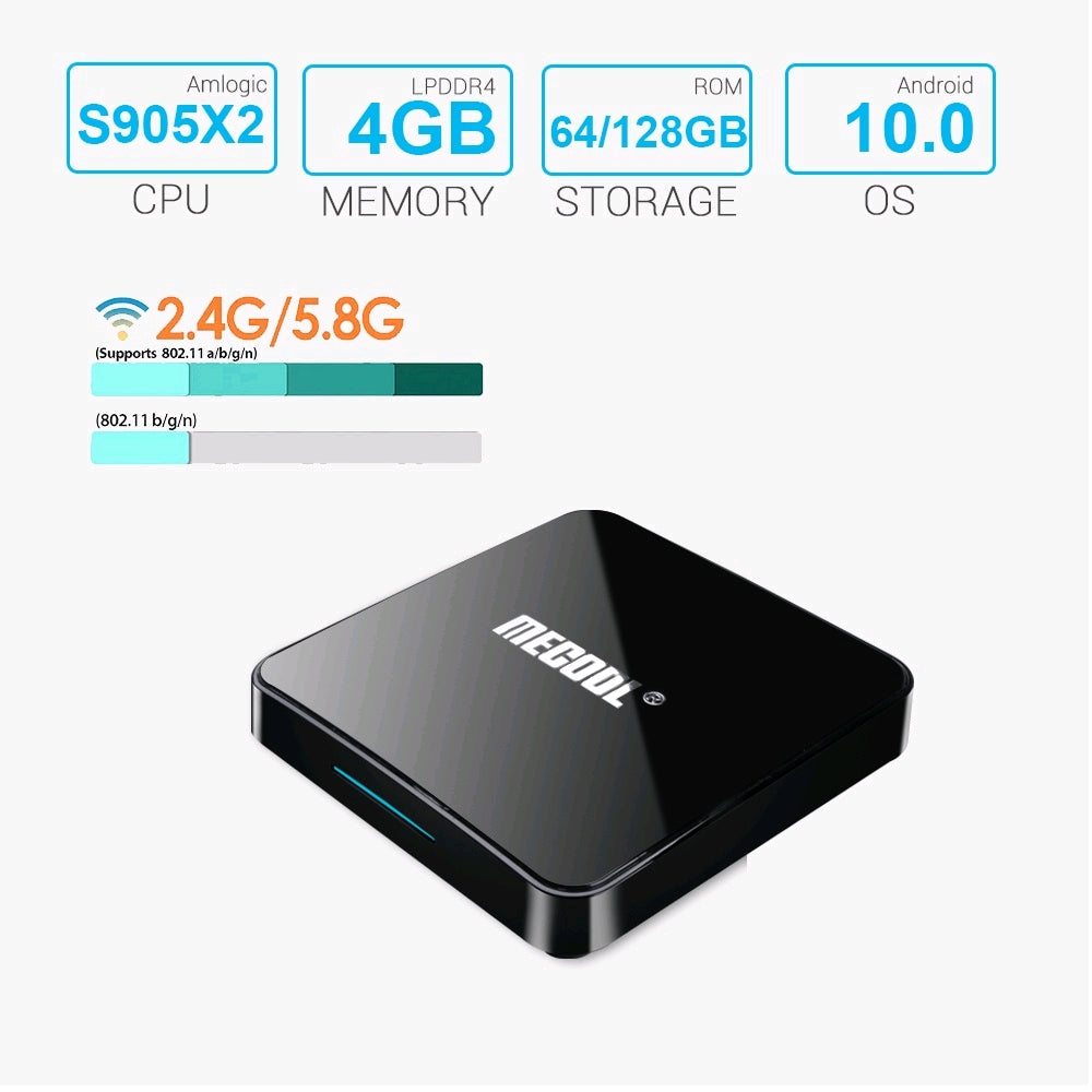 TV Box Android 10.0 KM3 DDR4 4 GB RAM 64G ROM con Control De Voz Smart S905X2 2.4G 5G WiFi Bluetooth 4.1 Reproductor Multimedia G'S Electronic Store