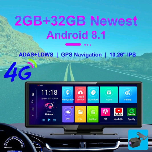 Dash Cam cámara de coche 10.26 Pulgadas 4G Android 8.1 DVR Doble Lente Grabadora De Vídeo GPS Navegación WIFI G'S Electronic Store